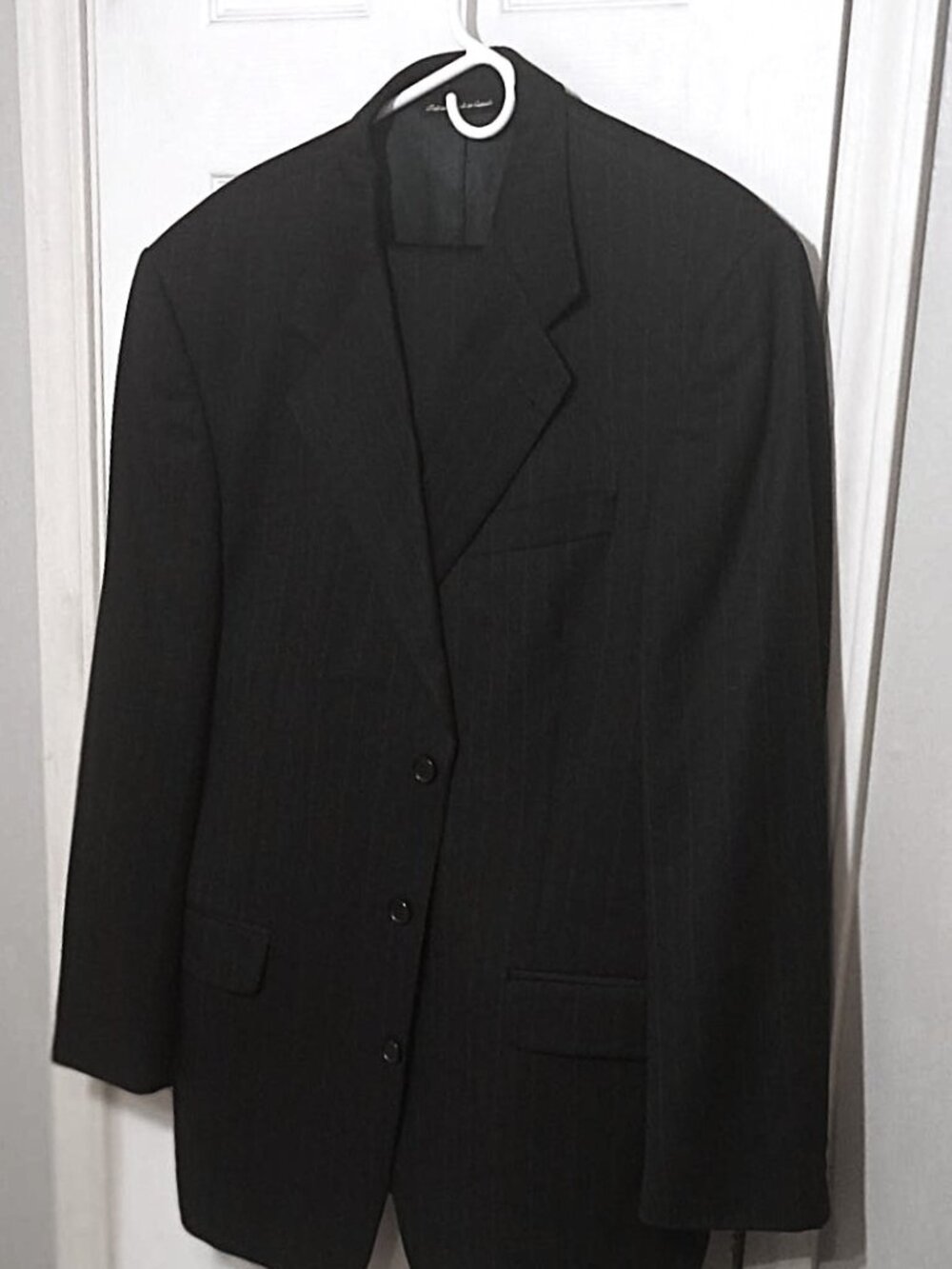 Paul Dione Men Charcoal Pinstripe 2 Piece Suit  46L